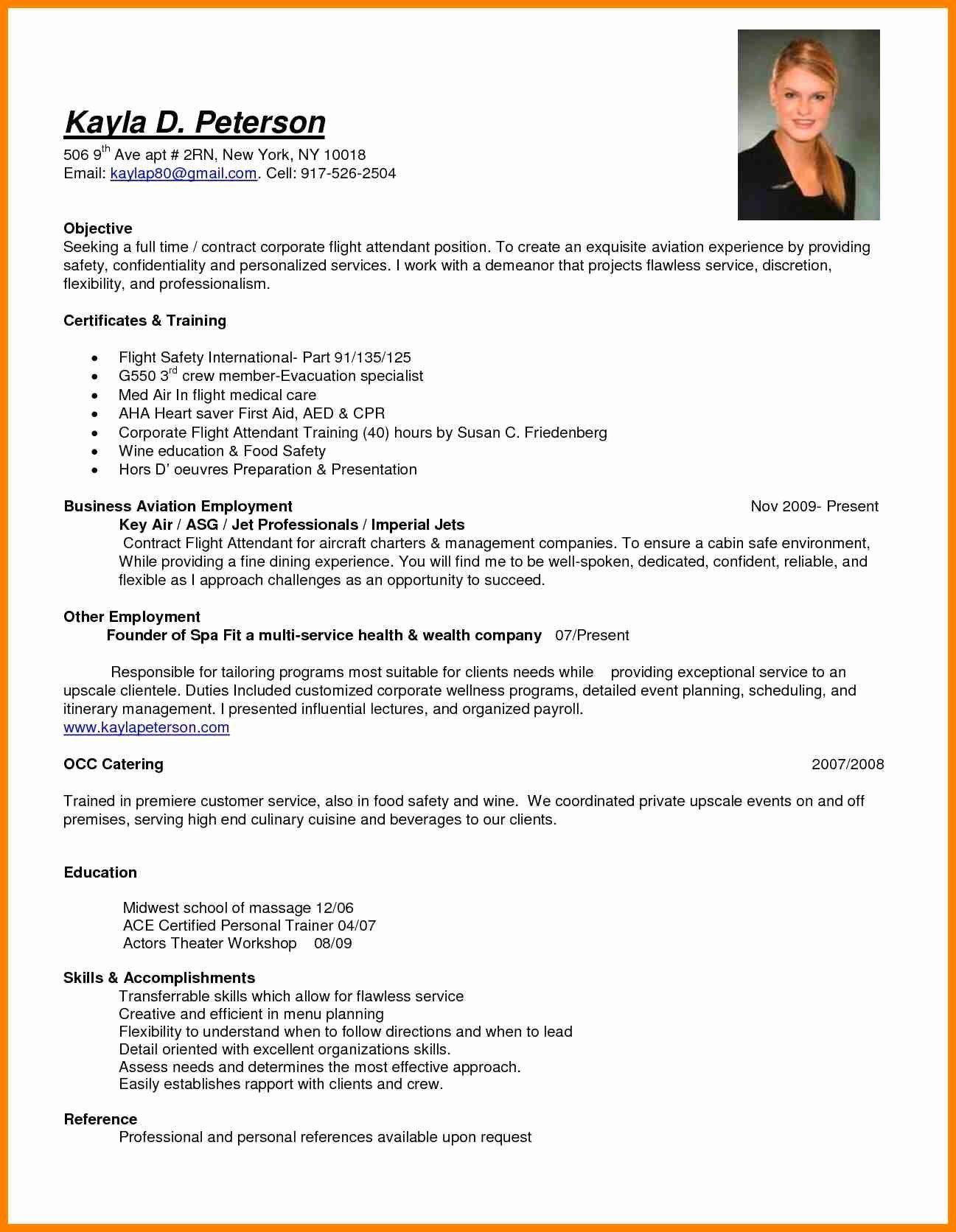 Sample Resume for No Experience Flight attendant 25 Flight attendant Resume No Experience Business Template …