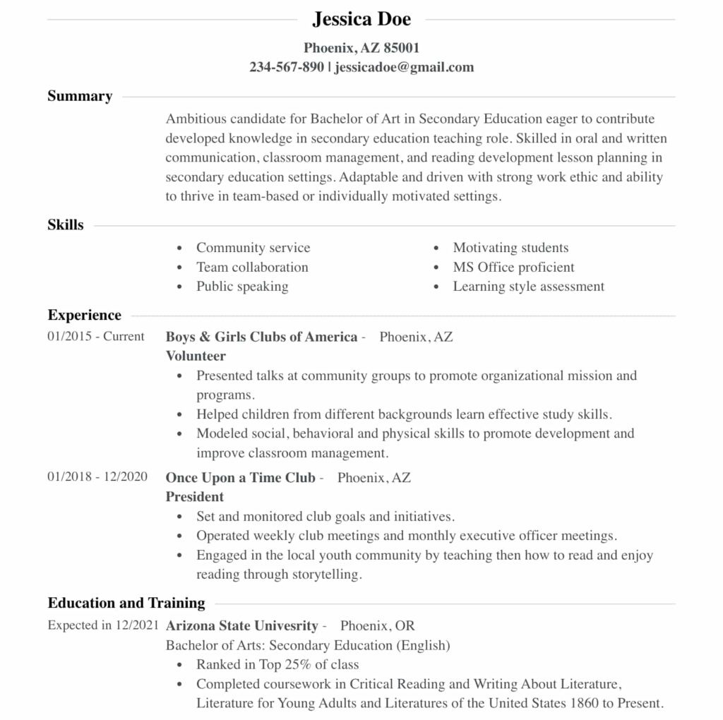 Sample Resume for No Experience Recent Grads How to Build A Resume with No Experience as A College Student …