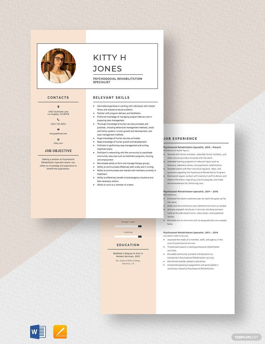 Sample Resume for Psychosocial Rehabilitation Specialist Free Free Psychosocial Rehabilitation Specialist Resume Template …