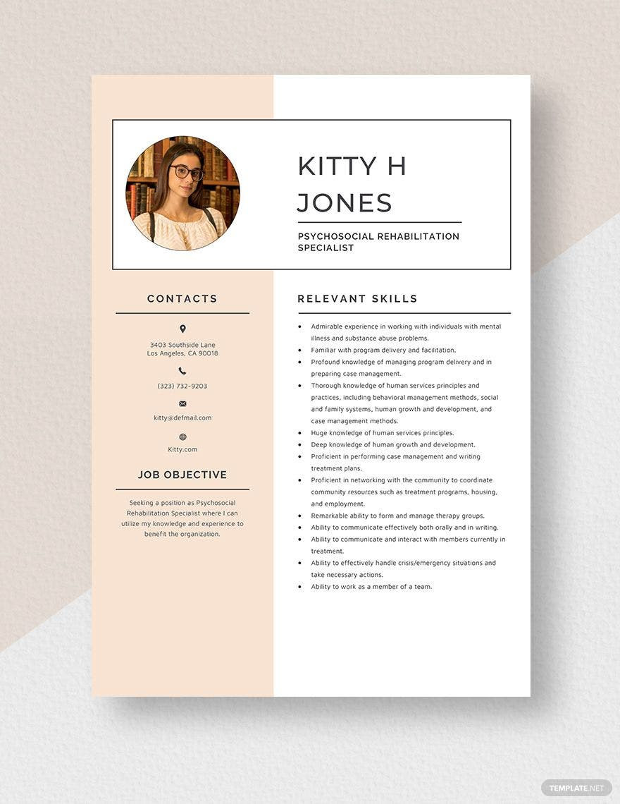 Sample Resume for Psychosocial Rehabilitation Specialist Free Free Psychosocial Rehabilitation Specialist Resume Template …