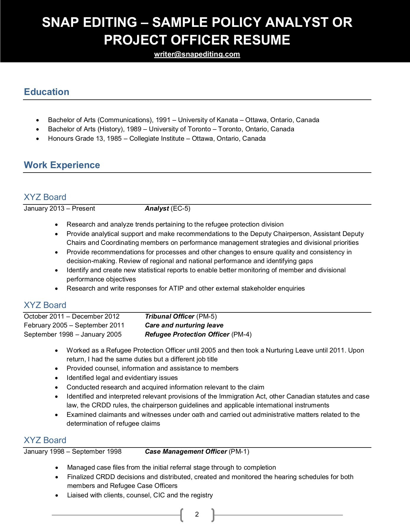 Sample Resume for Public Policy Analyst Sample 20 after – Policy Analyst or Project Officer – Flipbook by …