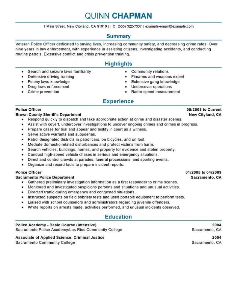 Sample Resume for Retired Police Officer Police Officer Resumes ~ Efimorena