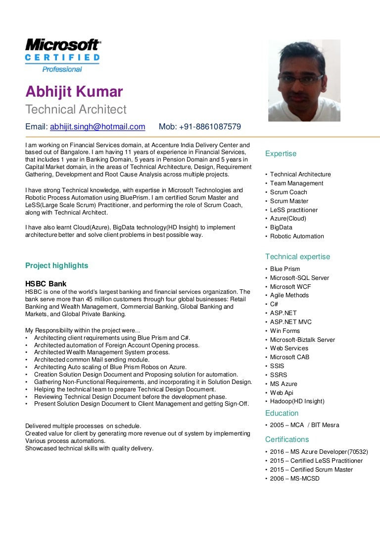 Sample Resume for Rpa Blue Prism Developer Cv – Abhijit