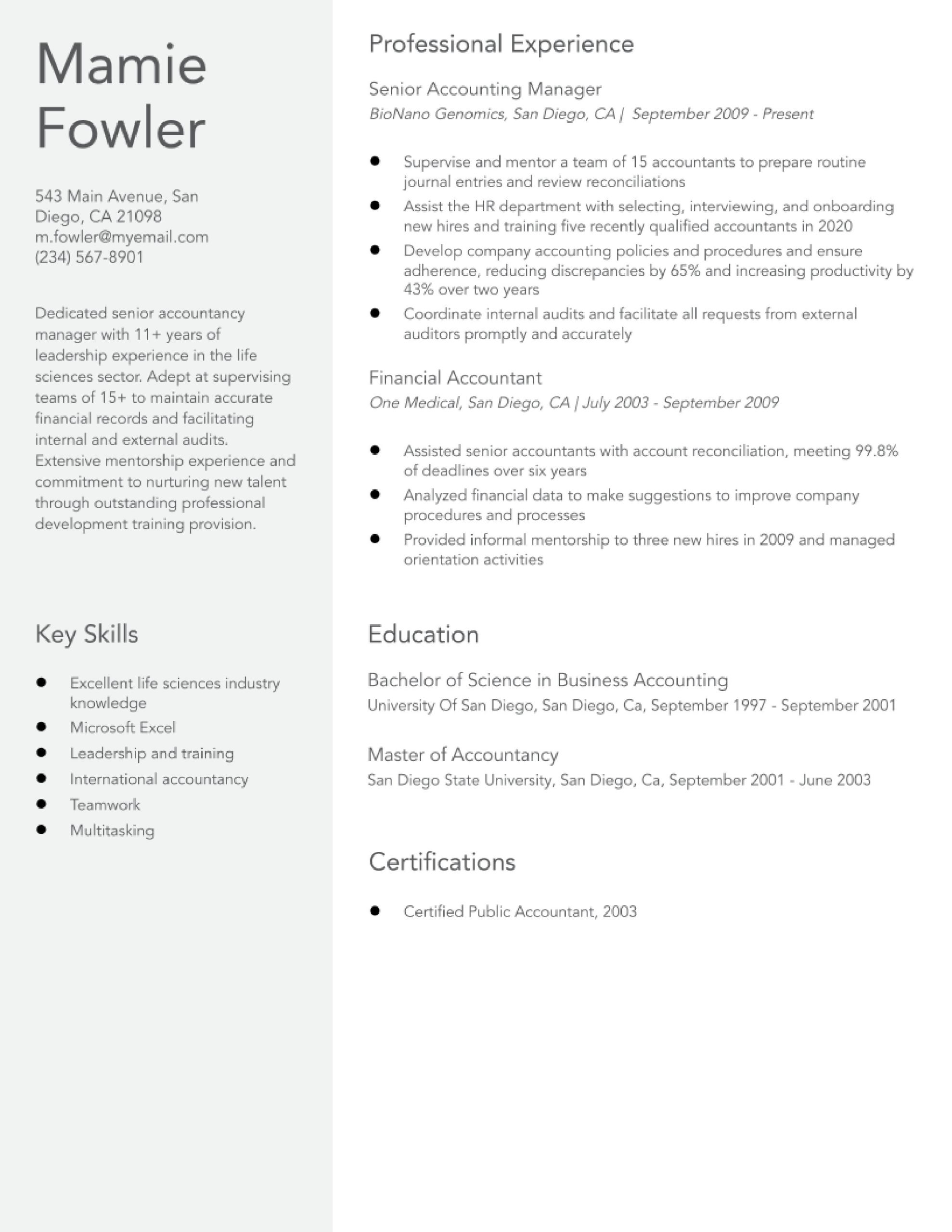 Sample Resume for Senior Tax Manager Senior Accounting Manager Resume Examples In 2022 – Resumebuilder.com