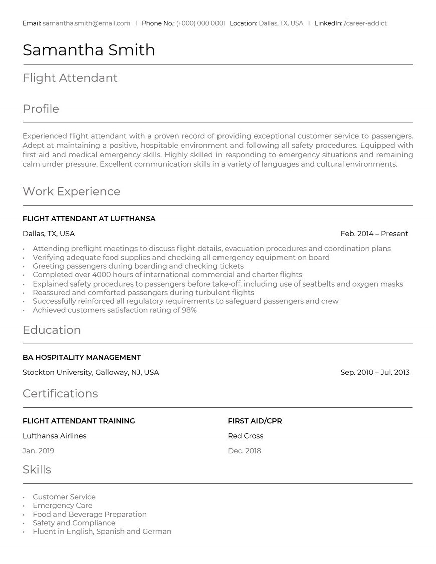 Sample Resume for Service Crew with No Experience the Best Flight attendant RÃ©sumÃ© Examples and Templates