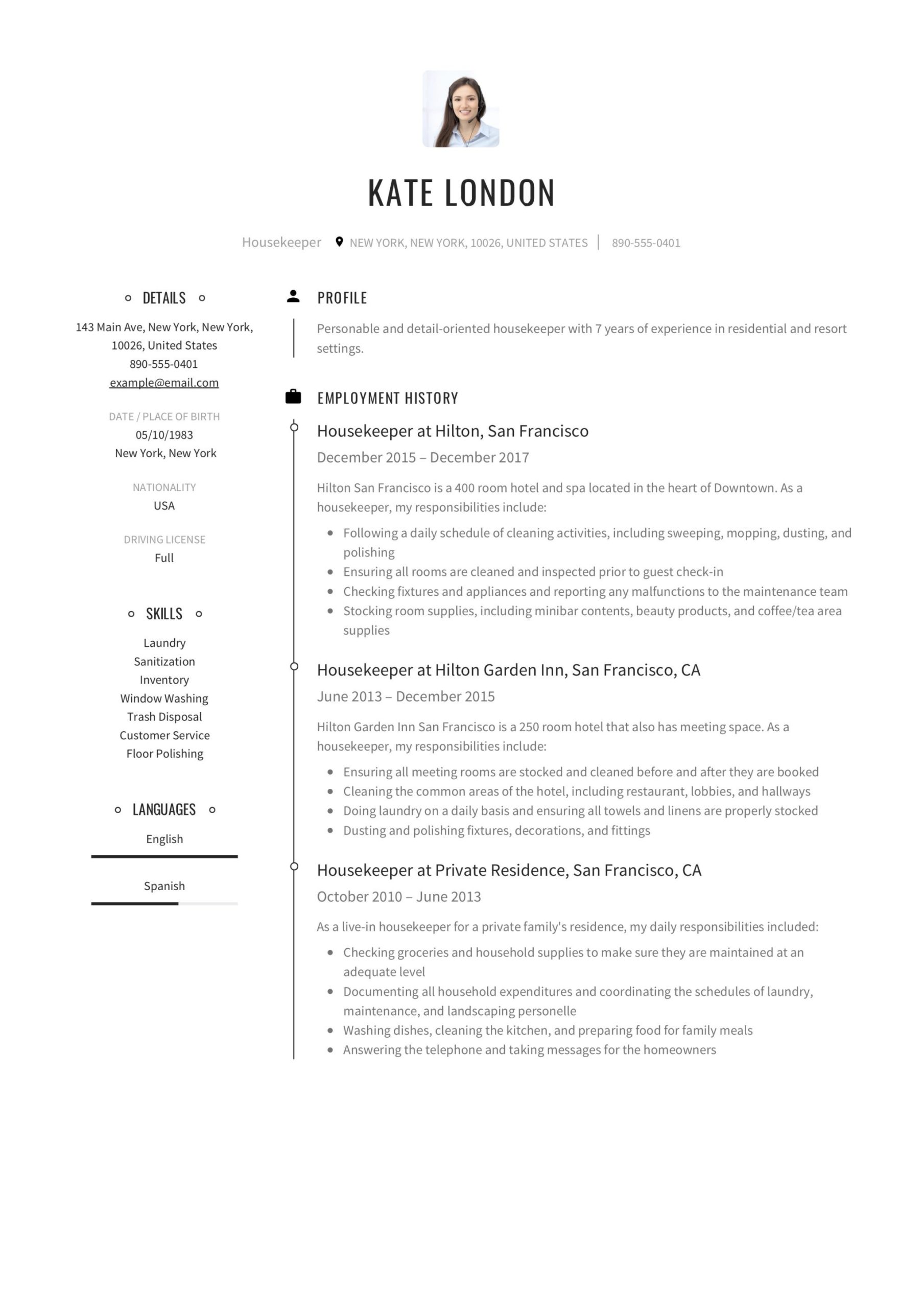Sample Resume Hotel Housekeeping Room attendant Housekeeper Resume Examples & Guide Pdf’s 2022
