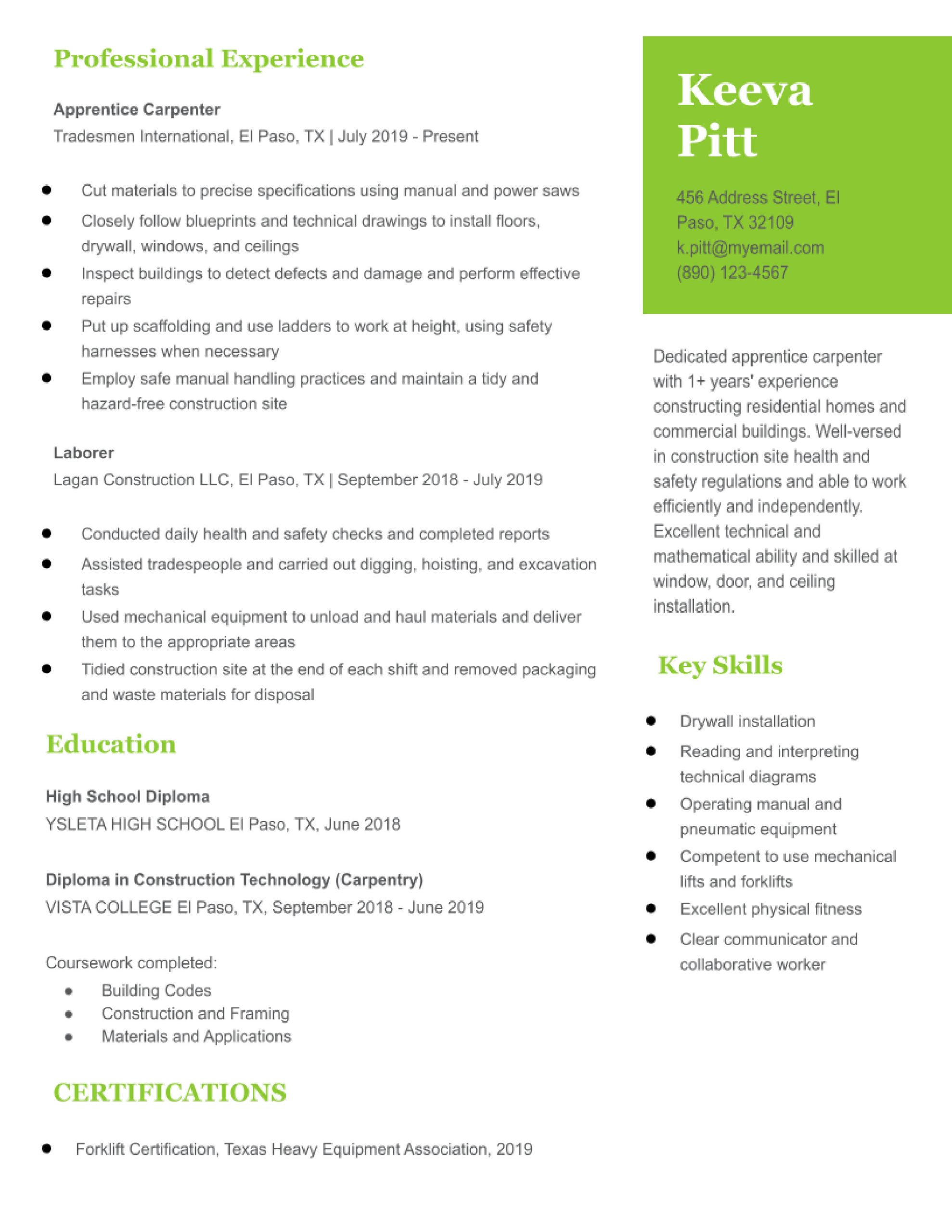 Sample Resume Housing Choice Voucher Program Carpenter Resume Examples In 2022 – Resumebuilder.com