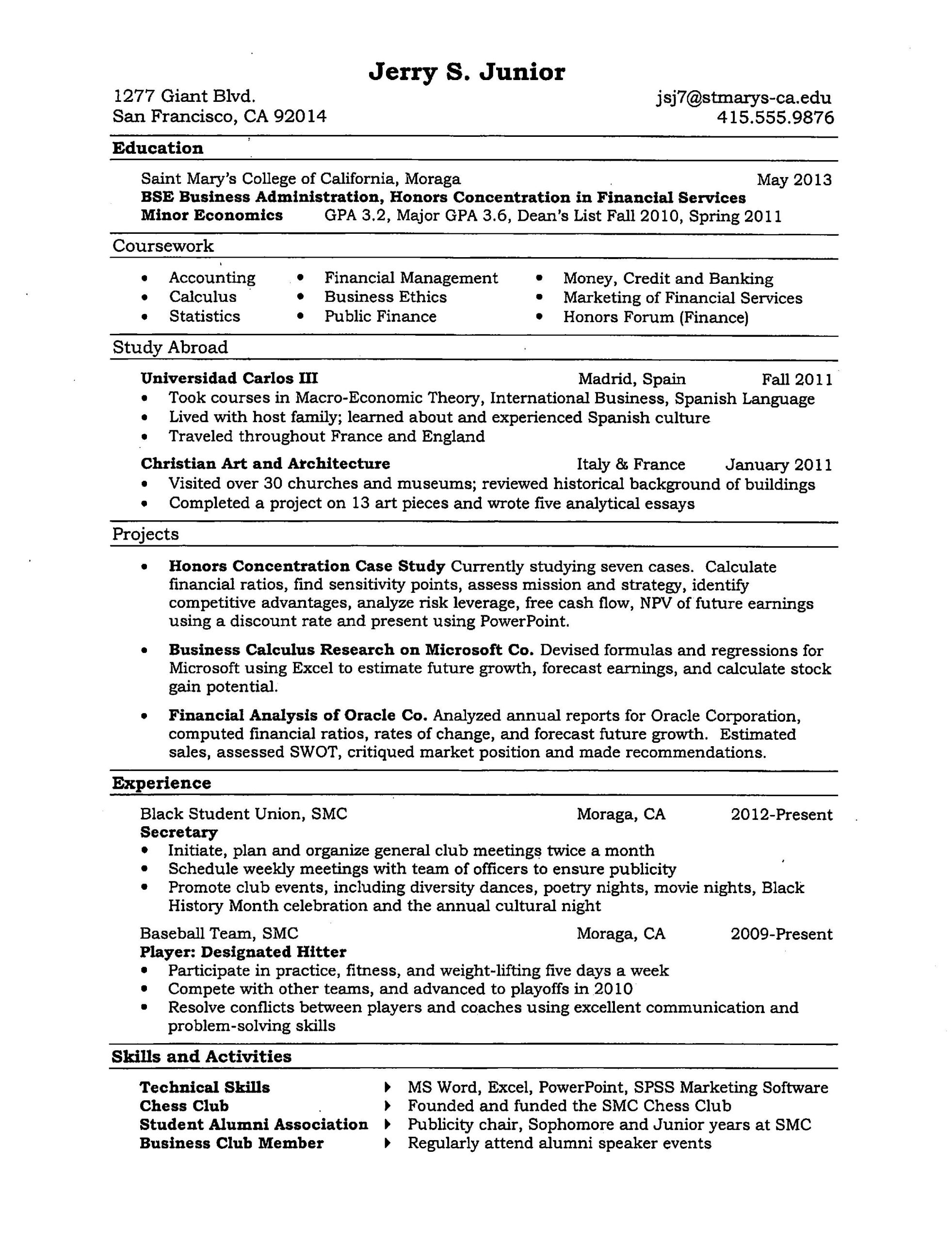 Sample Resume Housing Choice Voucher Program Resume Tips Saint Mary’s College