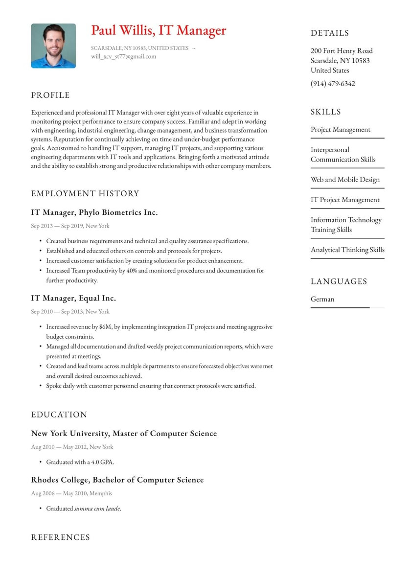 Sample Resume Ict Company Profile Template It Manager Resume Examples & Writing Tips 2022 (free Guide)