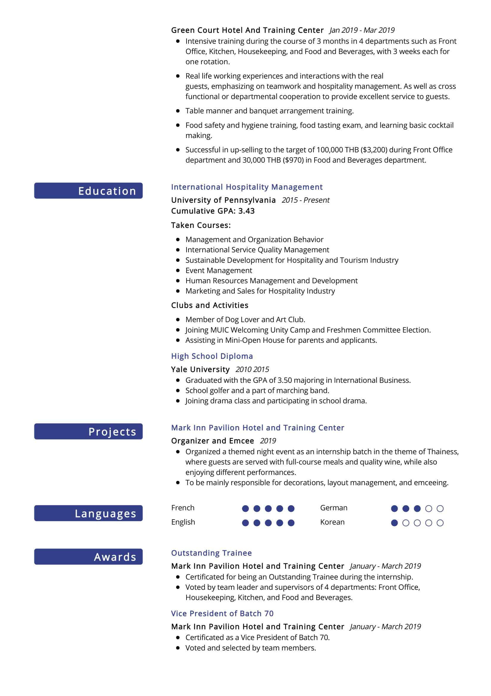 Sample Resume Objectives for Hospitality Management Hospitality Management Resume Sample 2022 Writing Tips – Resumekraft