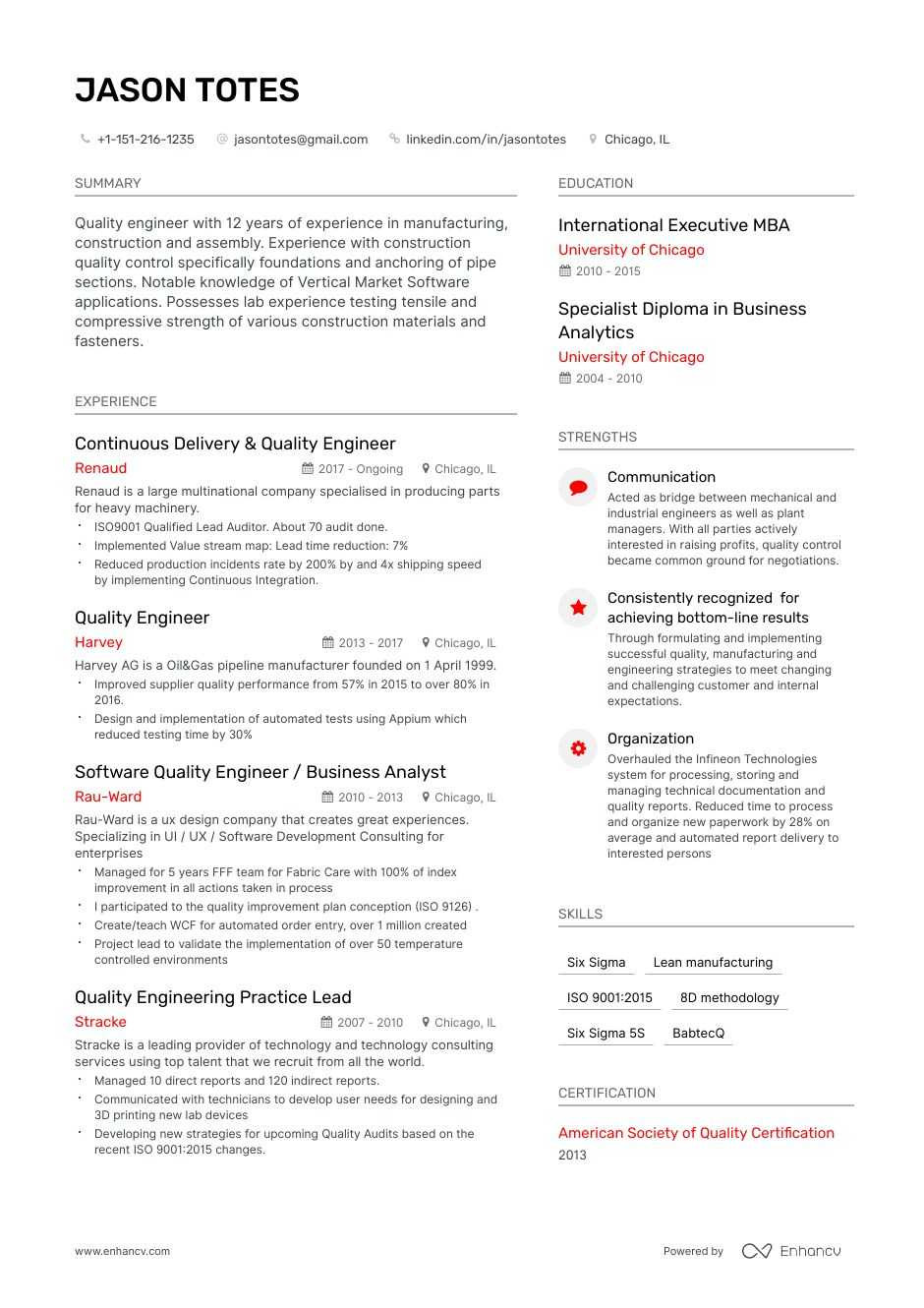 Sample Resume Quality Control Civil Engineer Quality Engineer Resume Examples [inside How-to Tips] Enhancv