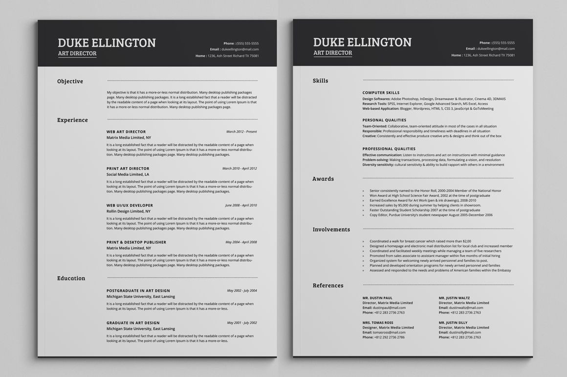 Sample Resume with More Than One Page Two Pages Classic Resume Cv Template Unique Resume Template …