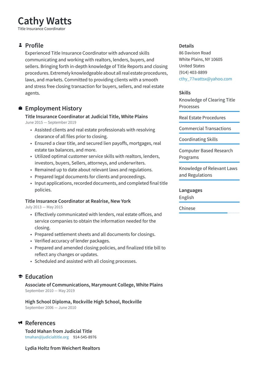 Samples Of Objectives On A Resume for Auto Insurance Title Insurance Coordinator Resume Examples & Writing Tips 2022 (free