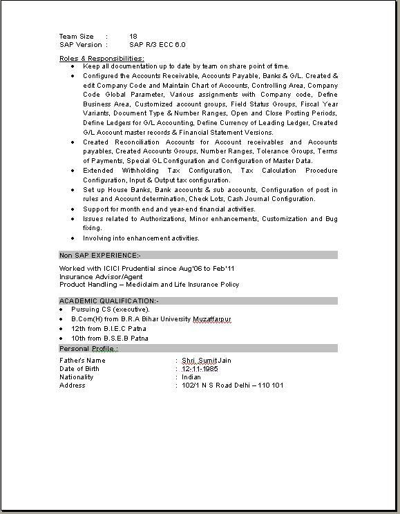 Sap Fico Sample Resume for Freshers Sap Fico Consultant Resume Download 1 Jpg 579×744