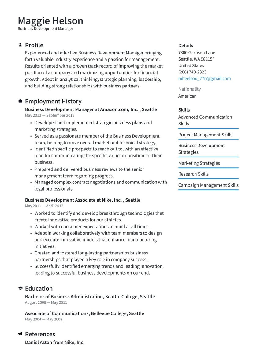 Senior Business Development Manager Resume Sample Business Development Manager Resume Examples & Writing Tips 2022 (free