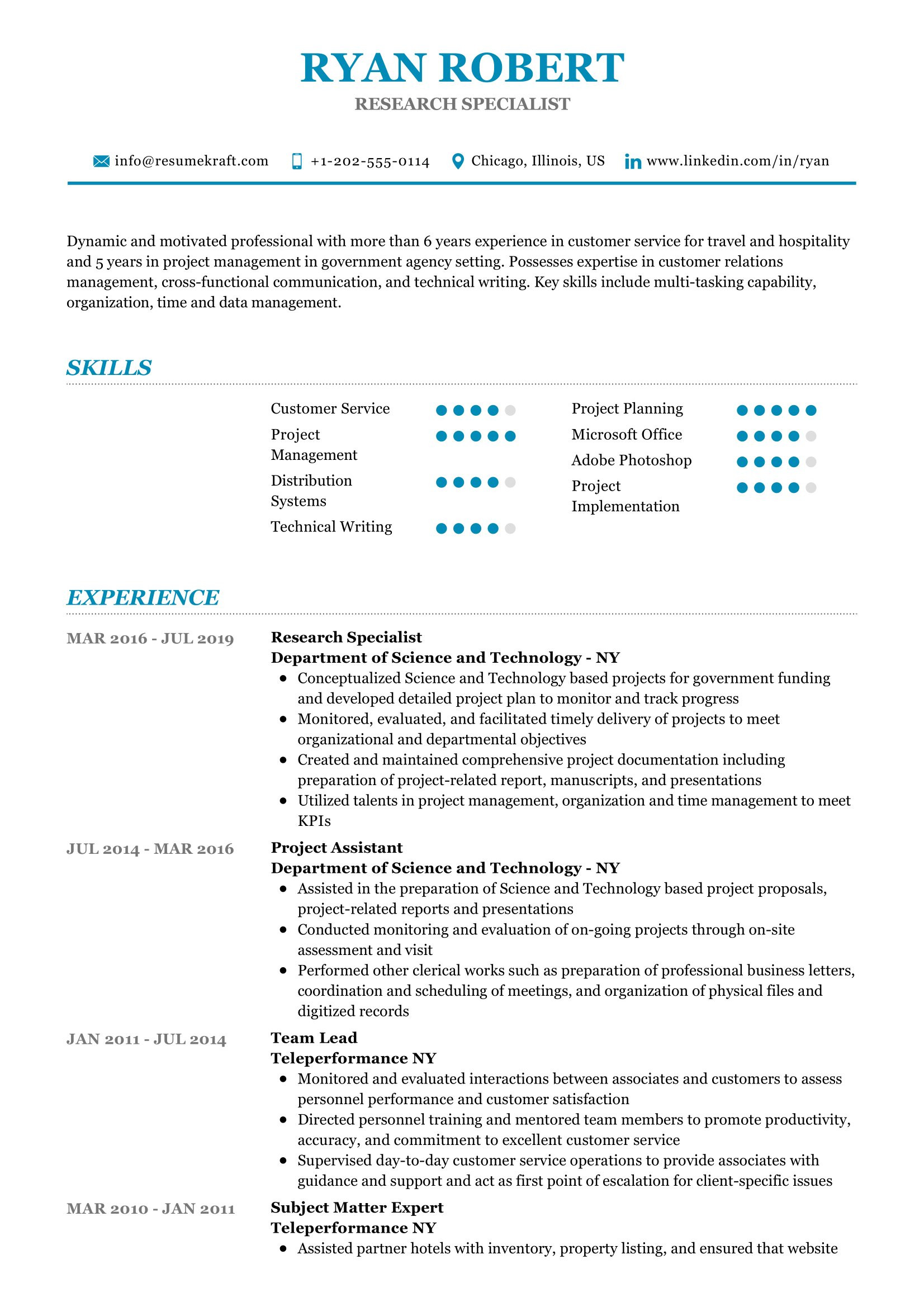 Special Skills On A Resume Samples Research Specialist Resume Sample 2022 Writing Tips – Resumekraft