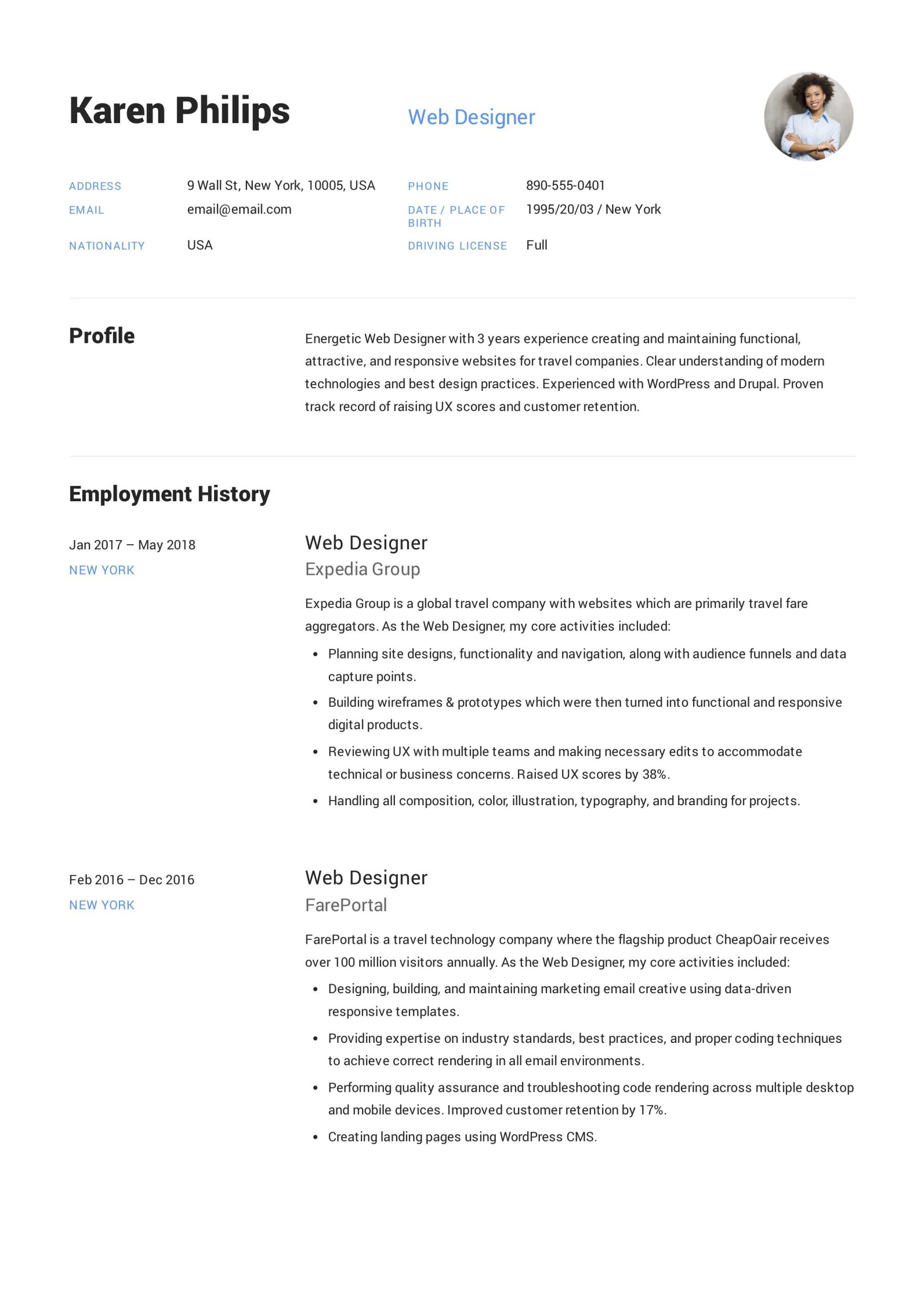Web Designer Resume Sample In India Web Designer Resume Example Resume Examples, Web Designer Resume …