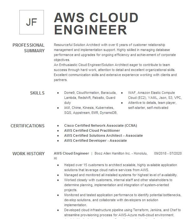 Aws Cloud Support Engineer Resume Sample Aws Cloud Engineer Resume Example Corning Brooklyn New York