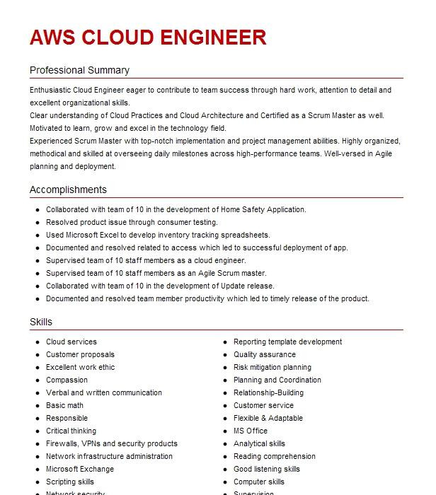 Aws Cloud Support Engineer Resume Sample Aws Cloud Engineer Resume Example Logi Analytics