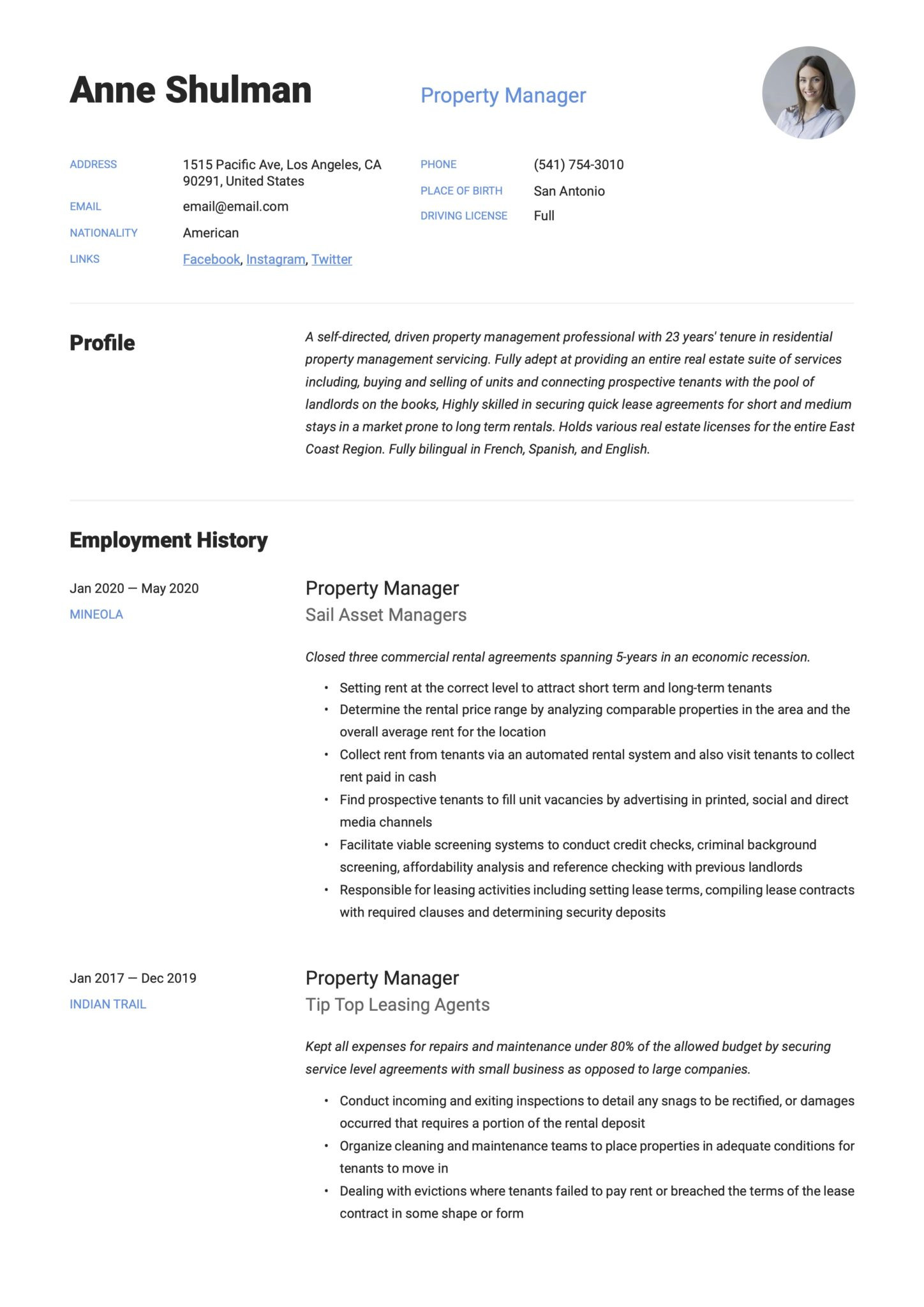 Best Apartment Community Manager Sample Resume Property Manager Resume & Writing Guide  18 Templates 2020