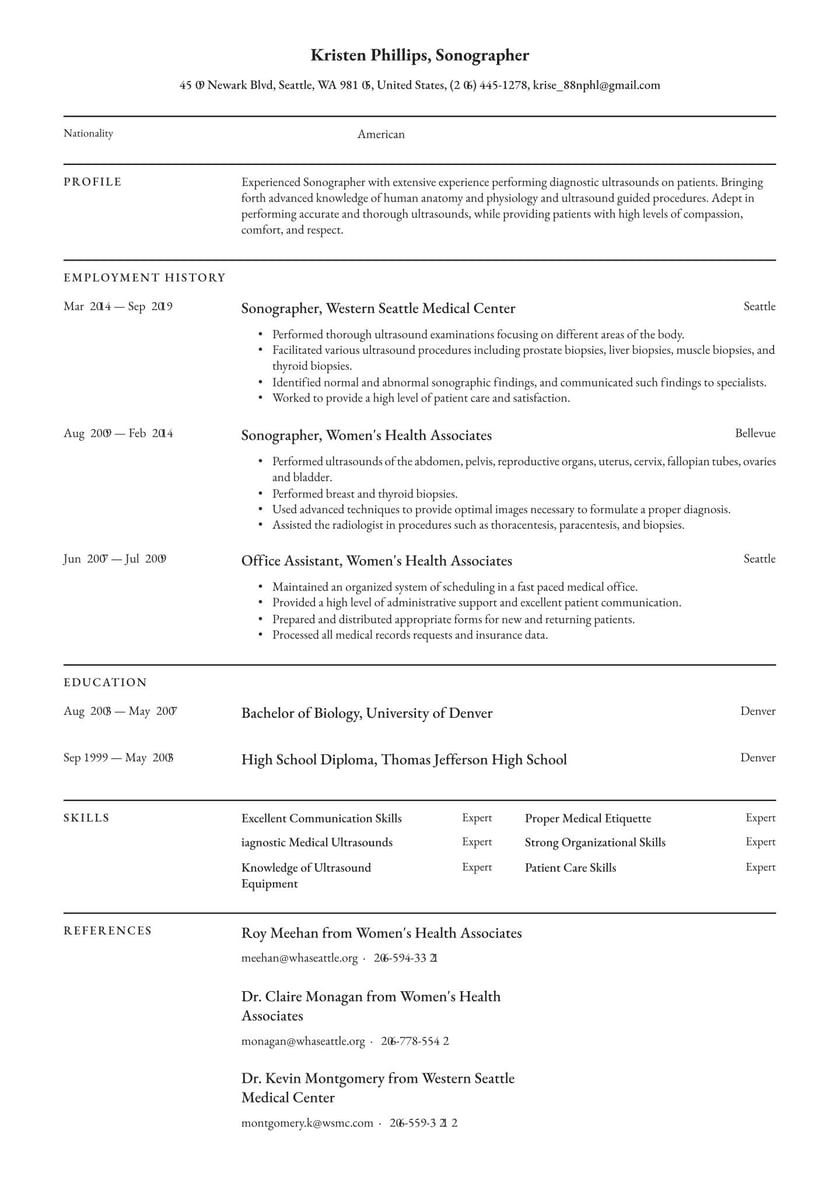 Diagnostic Medical sonography Student Sample Resumes sonographer Resume Examples & Writing Tips 2022 (free Guide)
