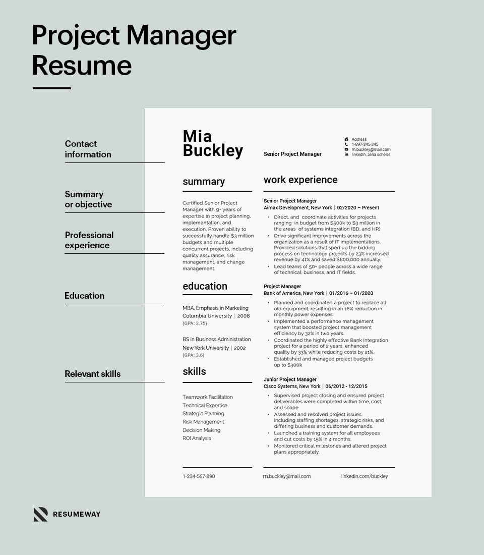 Enterprise It Project Manager Sample Resume Project Manager Resume Examples & Templates for 2022 Resumeway