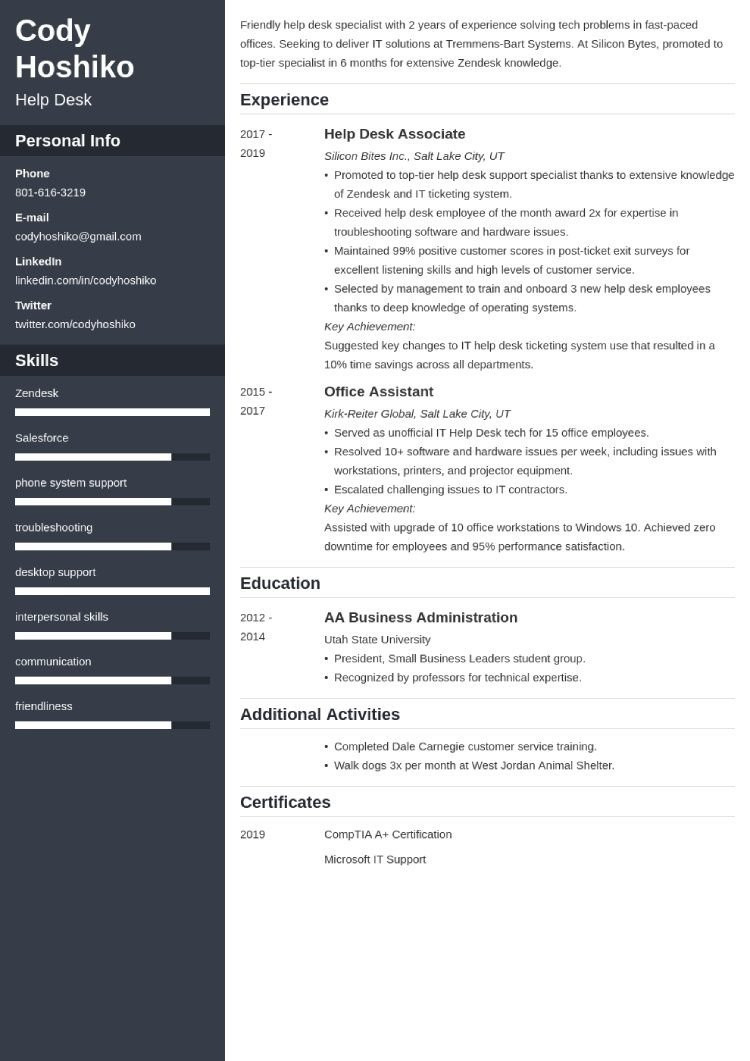 Entry It Help Desk Resume Sample It Help Desk Resumeâexamples and 25lancarrezekiq Writing Tips