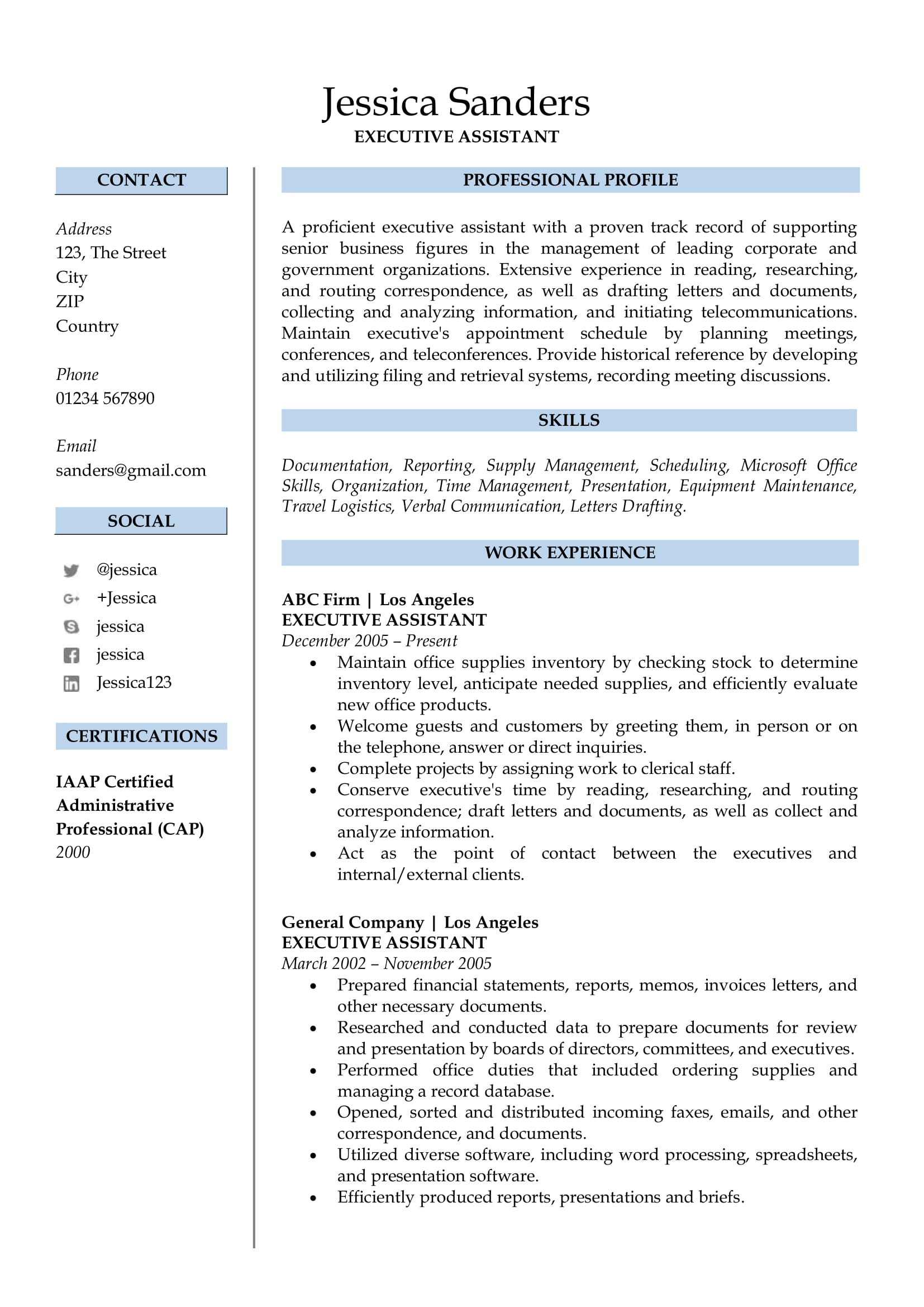 Free Professional Resume Examples and Samples Resume Samples for Free Free Professional Resume Examples and Samples Resume Samples for Free