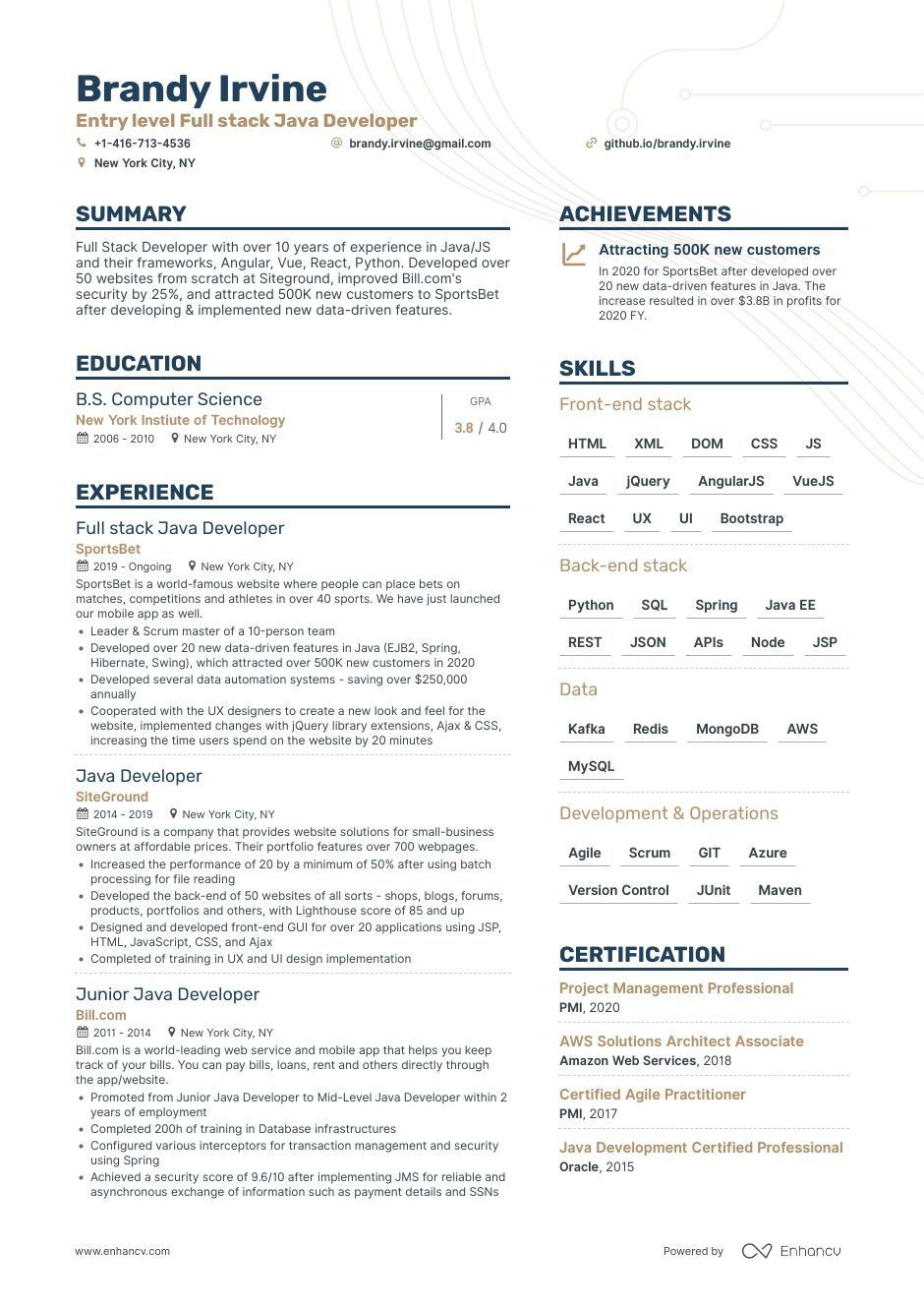 Good Resume for Full Stack Web Deloper Sample Full-stack Developer Resume Examples & Guide for 2022 (layout …