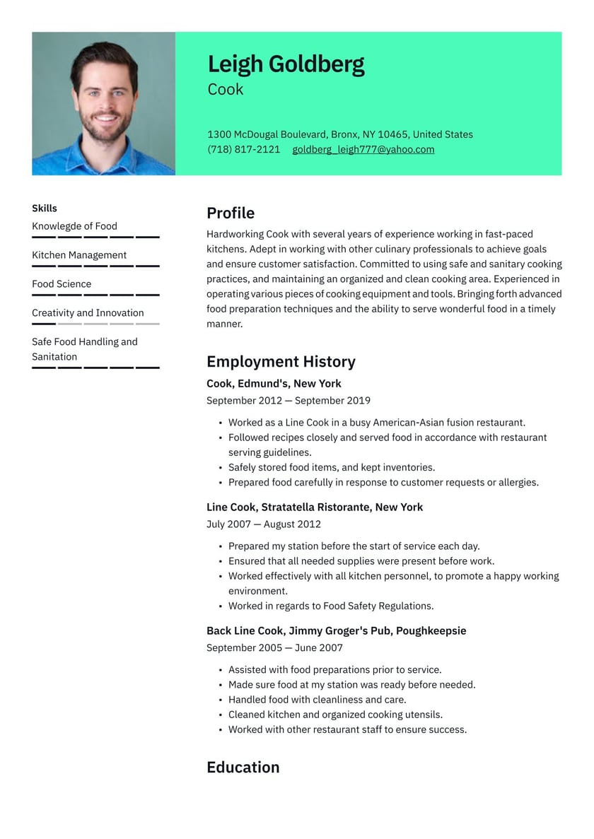 Home Cooking Experience On Resume Sample Cook Resume Examples & Writing Tips 2022 (free Guide) Â· Resume.io