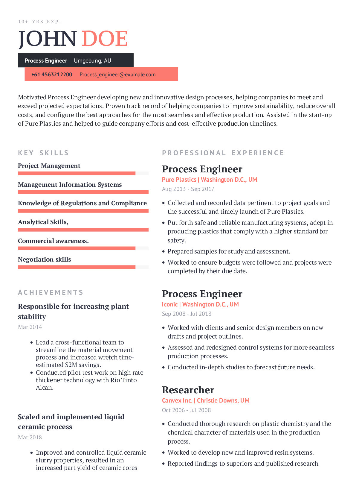 Lean Six Sigma Green Belt Resume Samples Process Engineer Resume Example with Content Sample Craftmycv