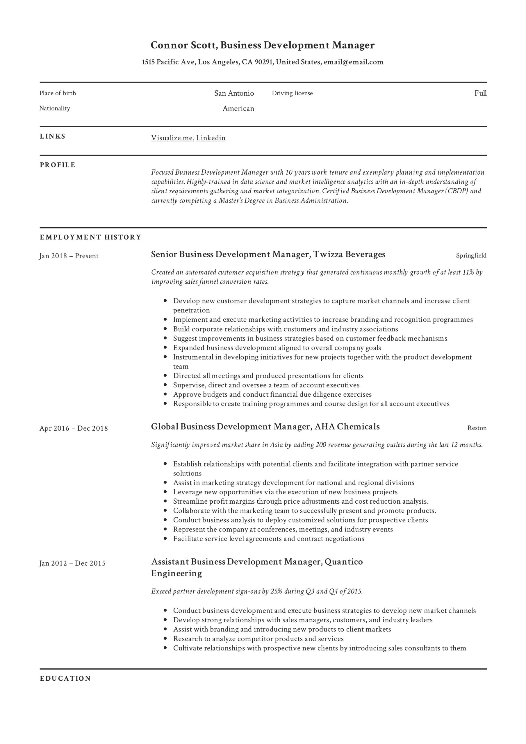 Learning and Development Manager Resume Samples Business Development Manager Resume & Guide 2022