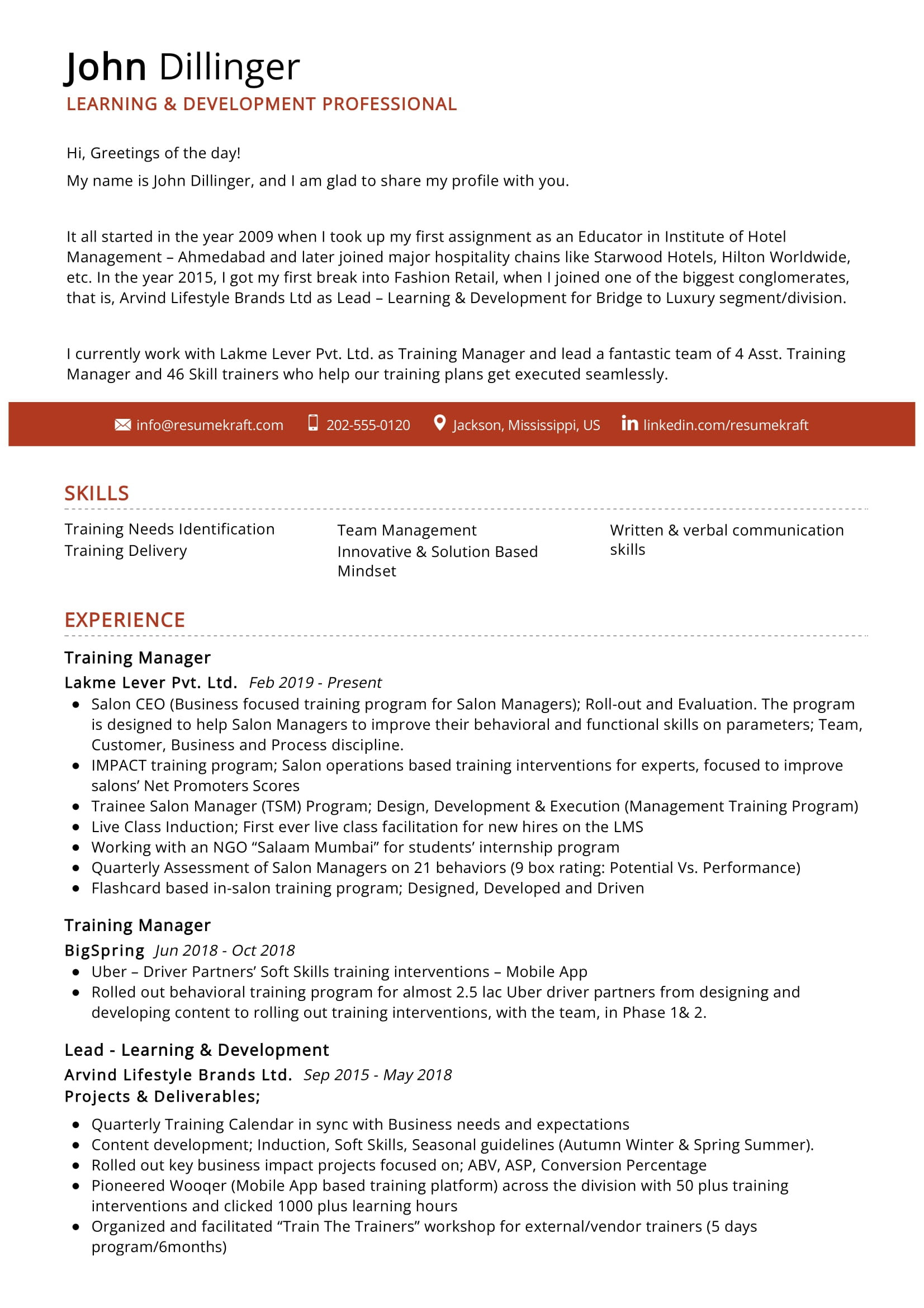 Learning and Development Manager Sample Resume Learning & Development Professional Resume 2022 Writing Tips …