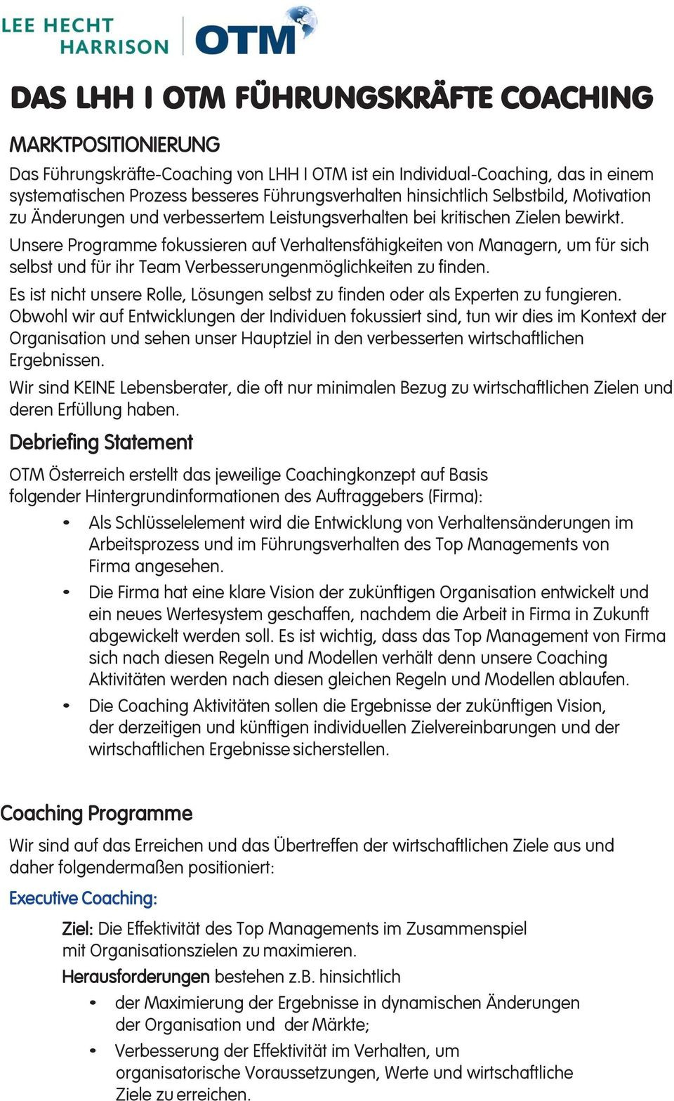Lee Hecht Harrison Resume format Sample Das Lhh I Otm FÃhrungskrÃfte Coaching – Pdf Free Download