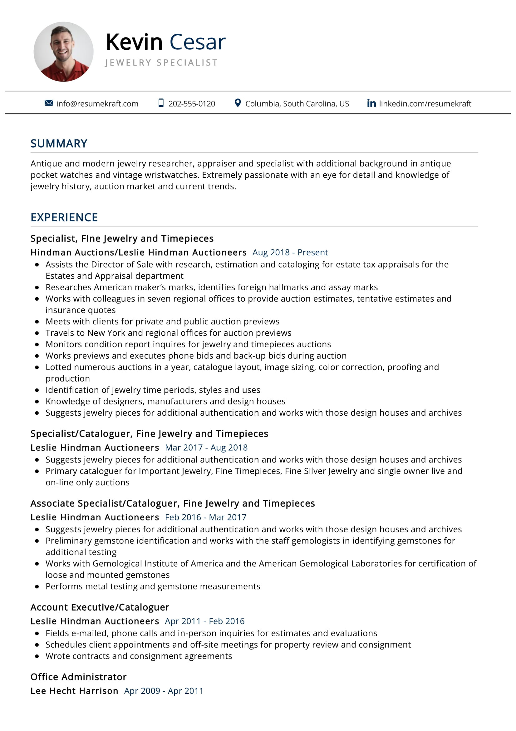 Lee Hecht Harrison Resume format Sample Jewelry Specialist Resume Sample 2022 Writing Tips – Resumekraft