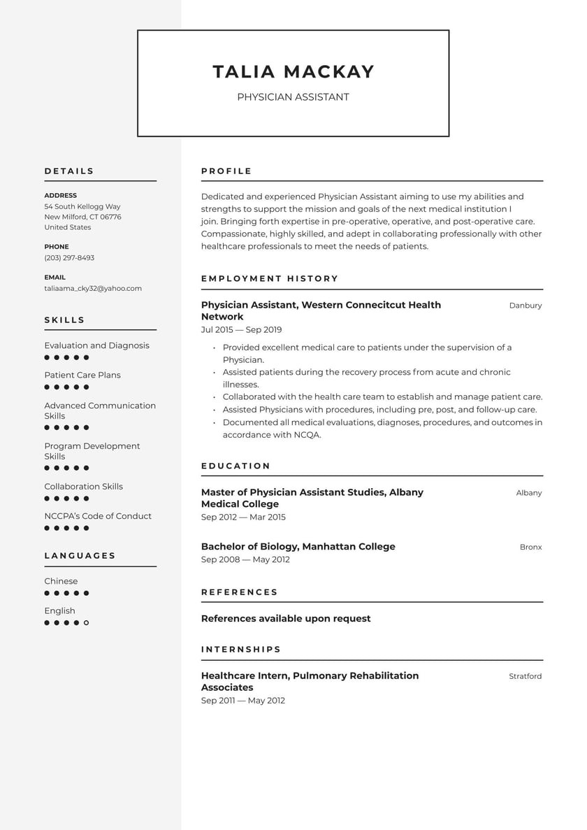 New Graduate Physician assistant Resume Sample Physician assistant Resume Examples & Writing Tips 2022 (free Guide)