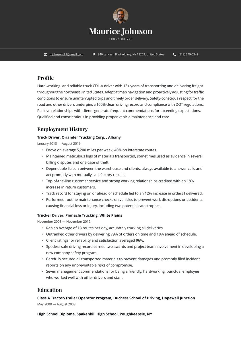 New Truck Driver Resume Sample Canada Truck Driver Resume Examples & Writing Tips 2022 (free Guide)