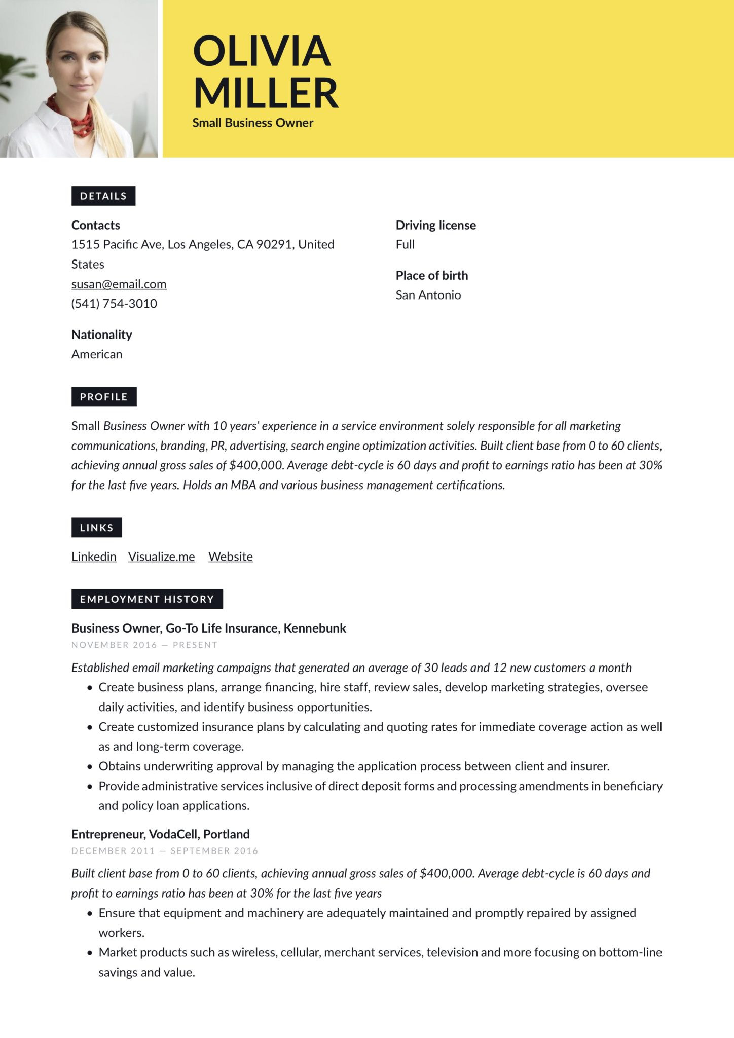 Owner Founder Logistics Company Sample Resume Small Business Owner Resumes  19 Examples Pdf 2022