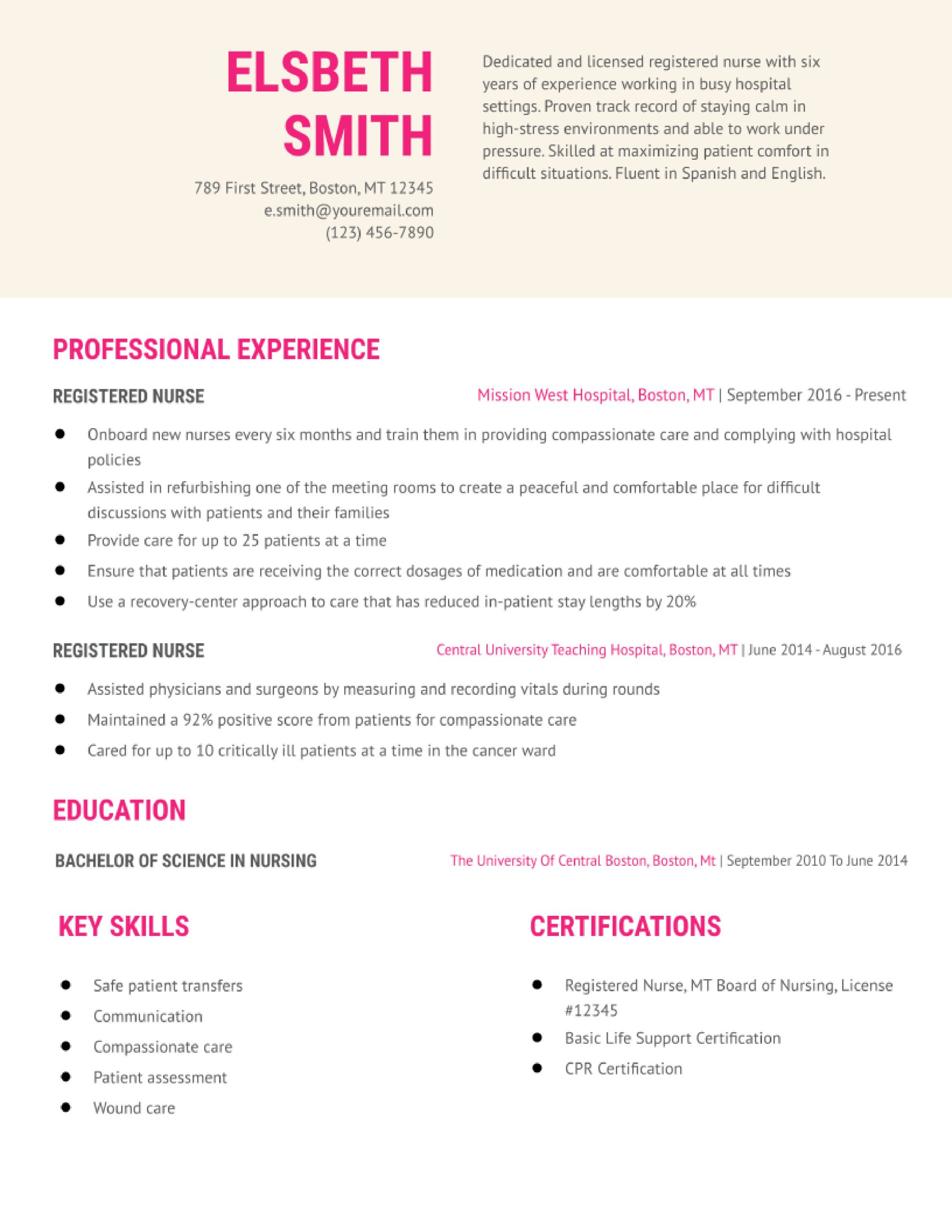 Pacu Nurse Resume Sample Bed Capacity Registered Nurse Resume Examples In 2022 – Resumebuilder.com