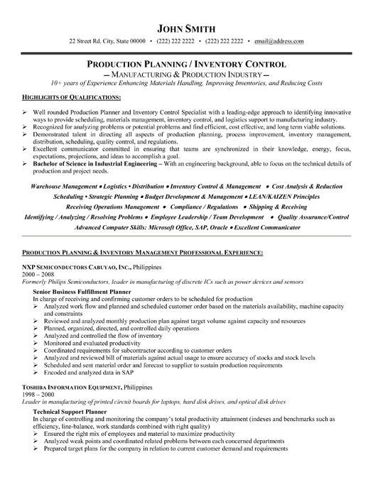 Production Planning and Control Engineer Resume Samples A Professional Resume Template for A Production Planner or