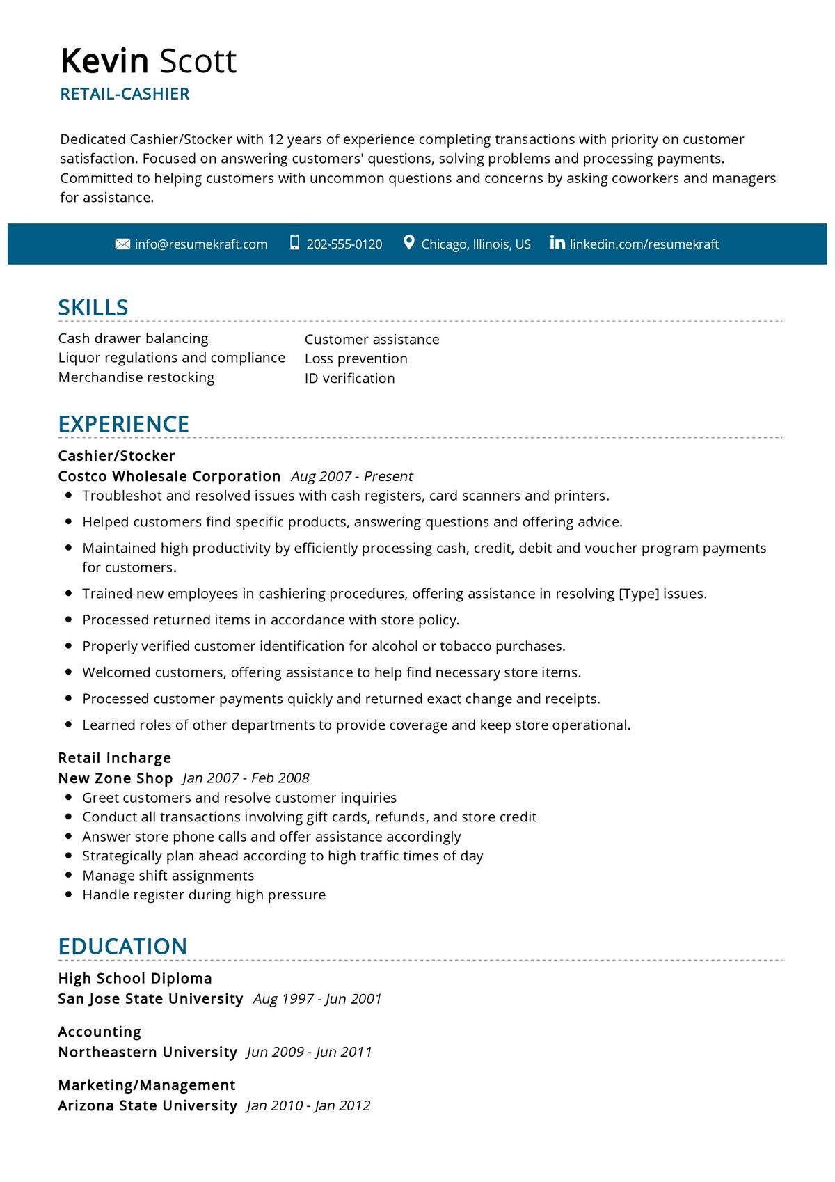 Professional Summary Resume Sample for Cashier Cashier Resume Example 2021 Writing Guide & Tips – Resumekraft