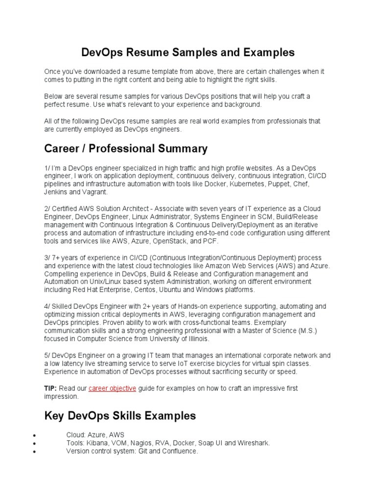 Resume Sample for Configration tool Chef Devops Resume Samples and Examples Pdf Microsoft Azure Cloud …
