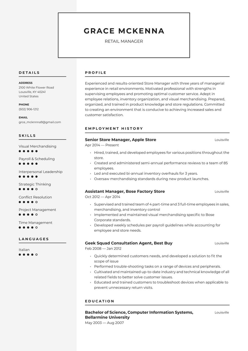 Resume Sample for Convenience Store Manager Retail-manager Resume Examples & Writing Tips 2022 (free Guide)