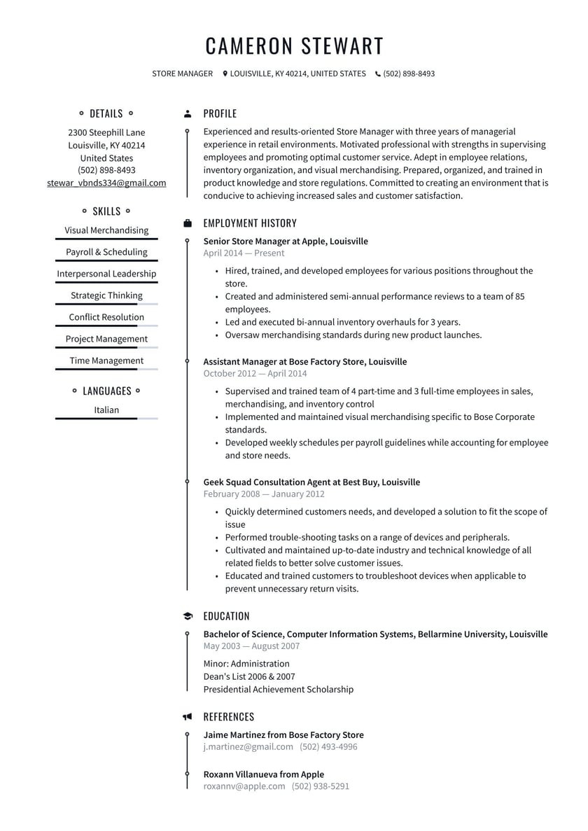 Resume Sample for Convenience Store Manager Store Manager Resume Examples & Writing Tips 2022 (free Guide)