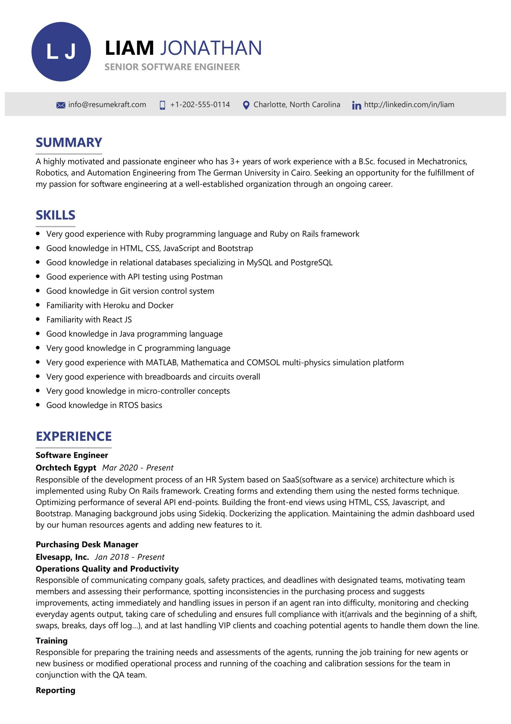 Resume Sample Many Years software Engineer Senior software Engineer Resume Sample 2022 Writing Tips …
