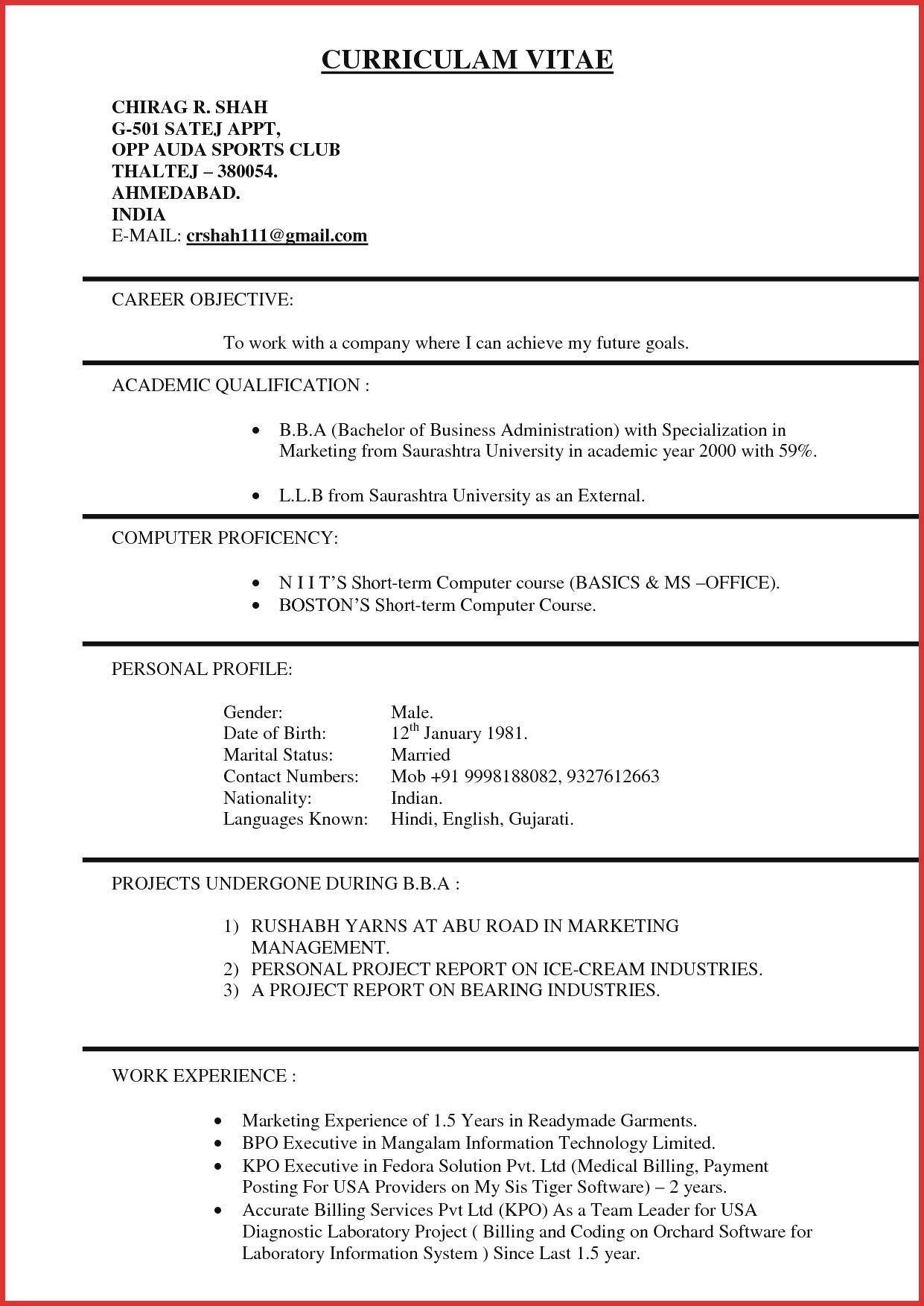 Resume Samples for Experienced Kpo Professionals Resume format Kpo – Resume Templates Job Resume format …