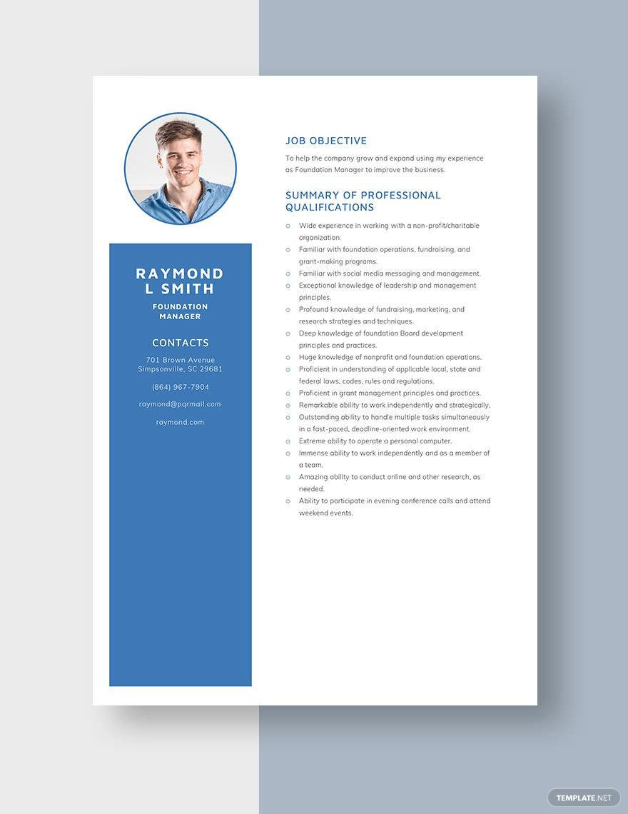 Sample Non Profit Environmental Program Officer Resume Free Free Foundation Manager Resume Template – Word, Apple Pages …