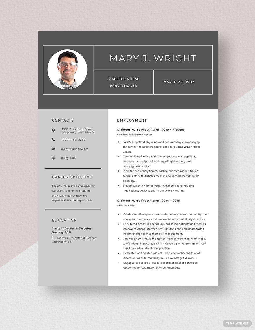Sample Nurse Practitioner Resume with License Numbers Free Free Diabetes Nurse Practitioner Resume Template – Word …