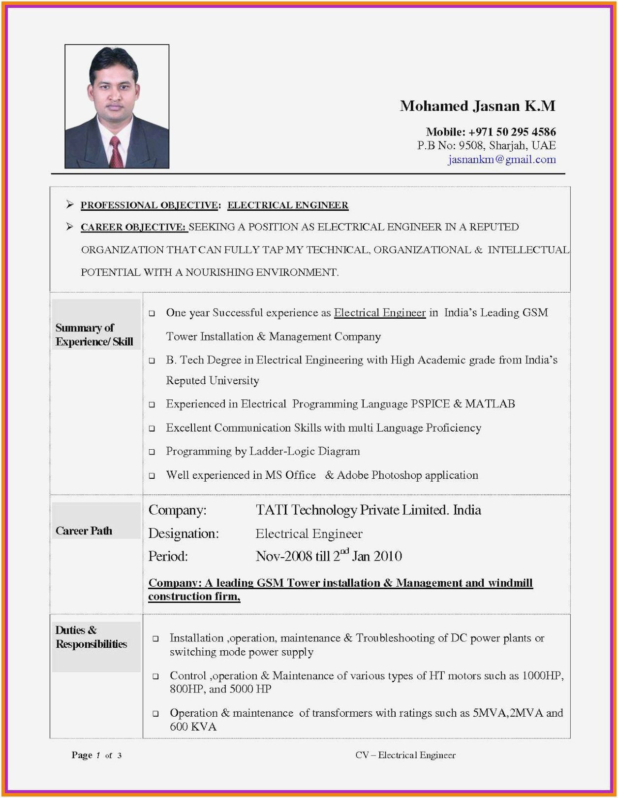 Sample Objective In Resume for Electrical Engineer Electrical Engineering Resume Objective New Resume Samples for …