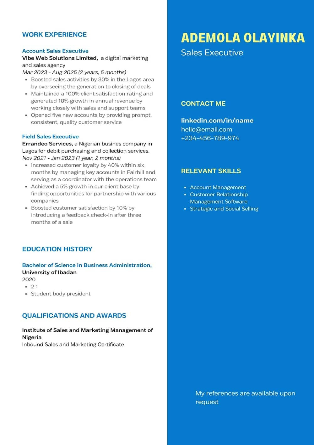 Sample Of A Good Resume In Nigeria Latest Cv format In Nigeria: How to Write the Best Curriculum …
